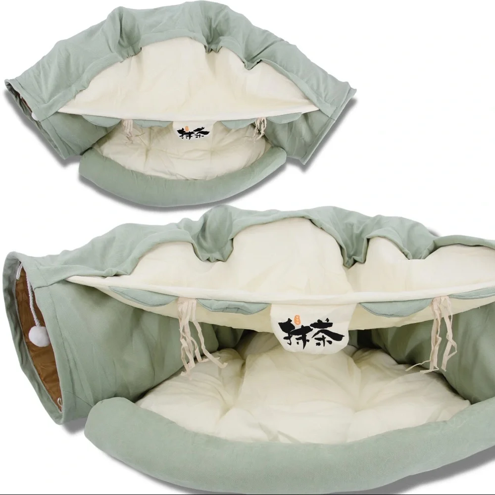 Cat Collapsible Tunnel Bed Match Green